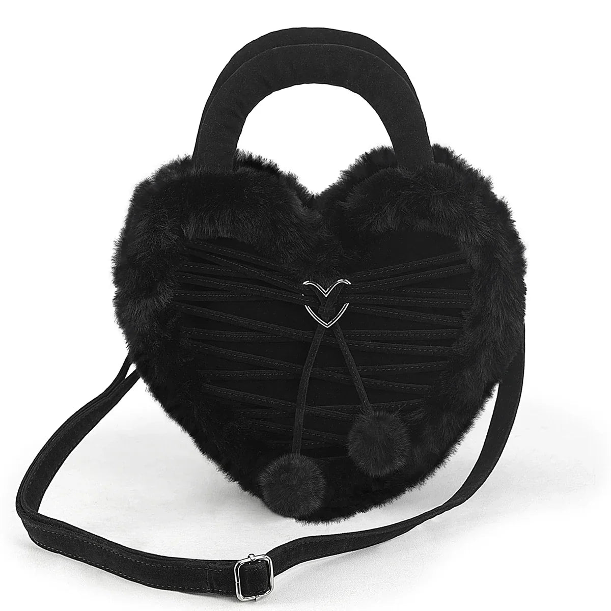 Demonia Faux Fur Heart-Shaped Purse