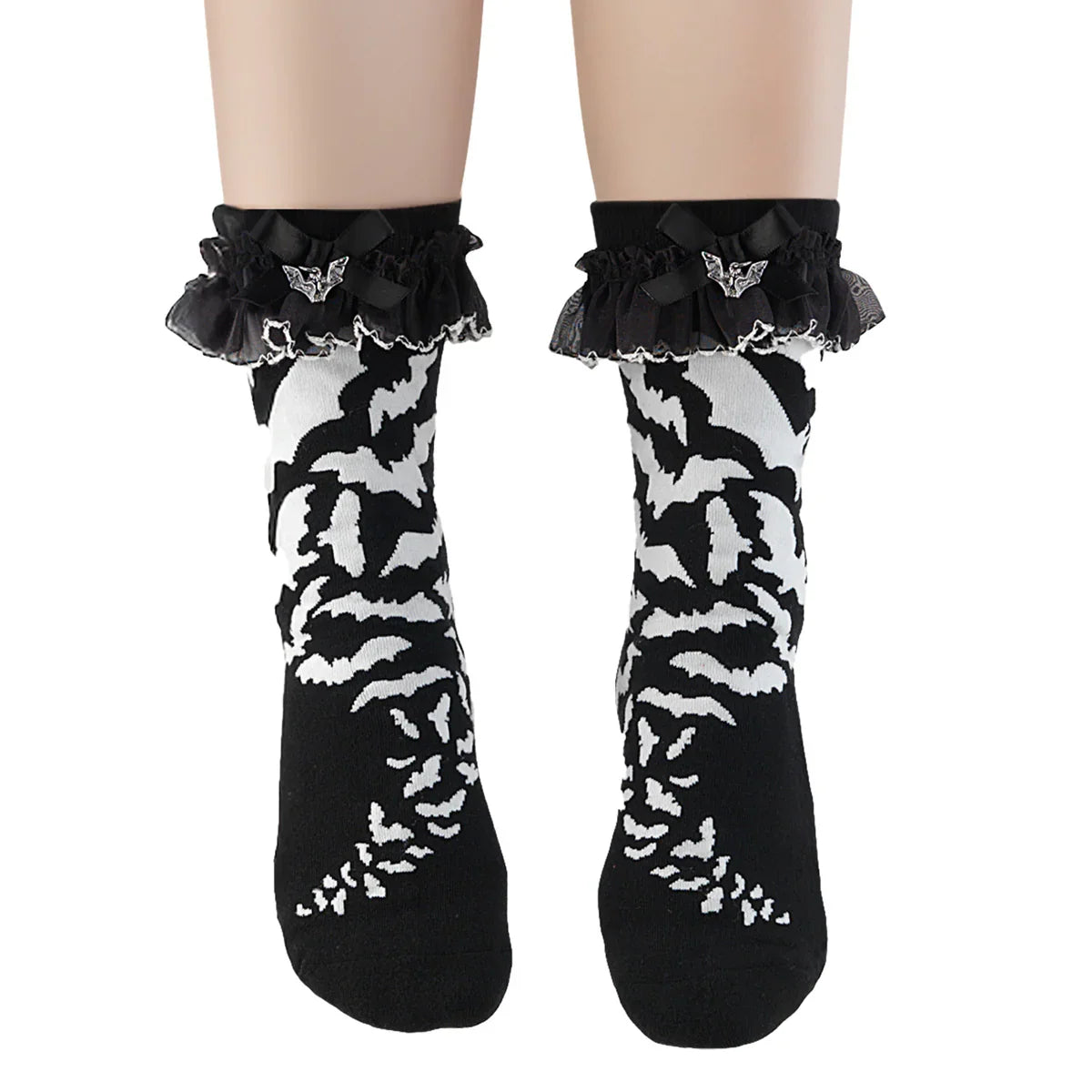 Ruffle Bat Print Socks